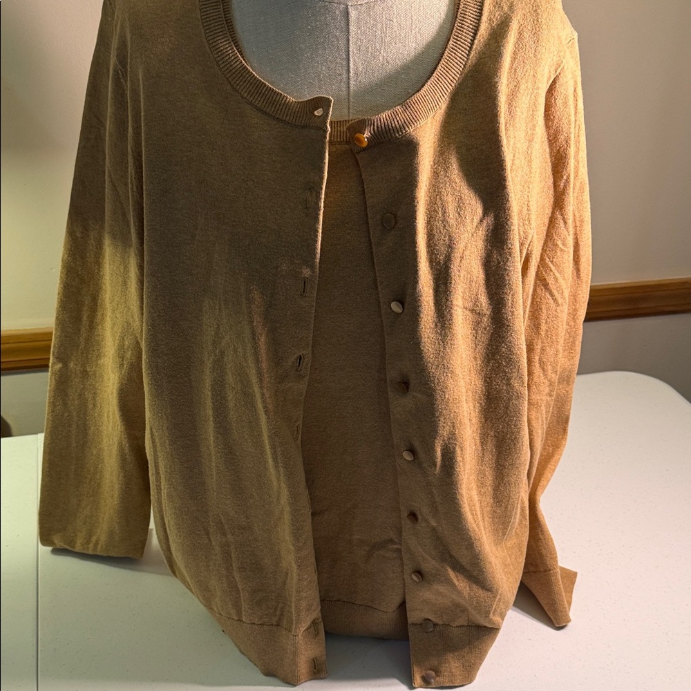 Talbots Women's Tan Cardigan Sweater Set
